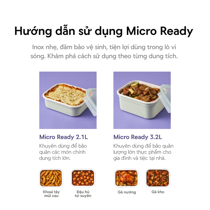 Hộp đựng thực phẩm LocknLock Micro Ready bằng th&eacute;p kh&ocirc;ng gỉ c&oacute; phủ sứ LST d&ugrave;ng được l&ograve; vi s&oacute;ng - Nhiều dung t&iacute;ch image number null